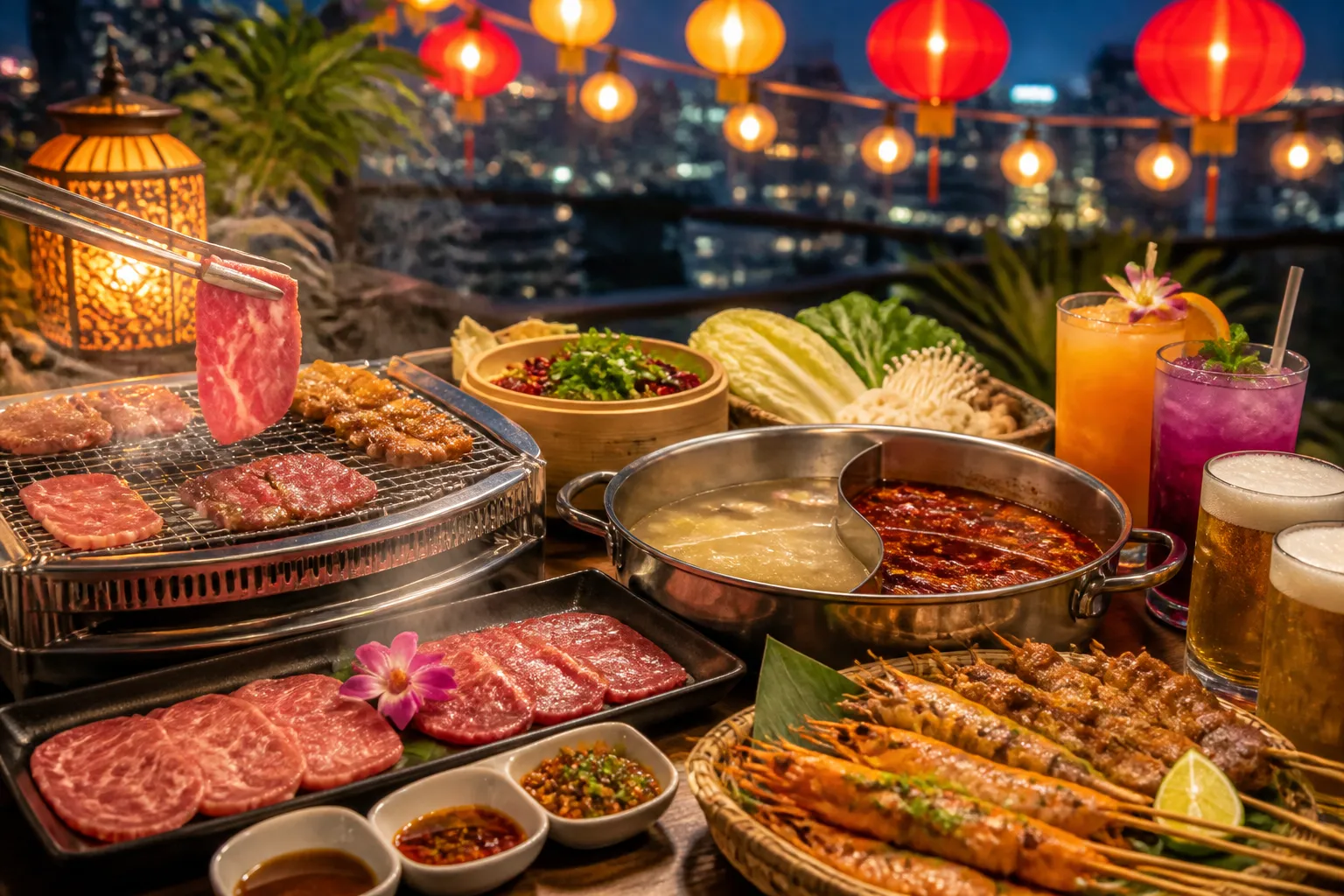 池袋熱帯夜市 焼肉or麻辣火鍋×屋台グルメなビアガーデン！